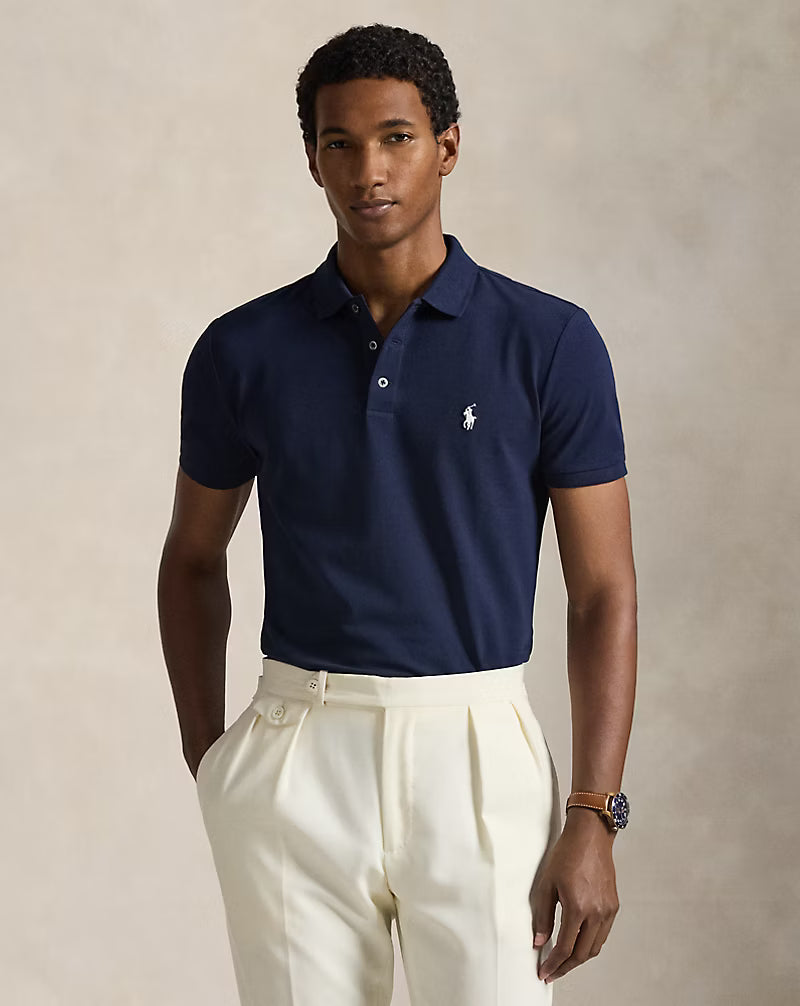 Custom Slim Fit Stretch Mesh Polo Shirt
